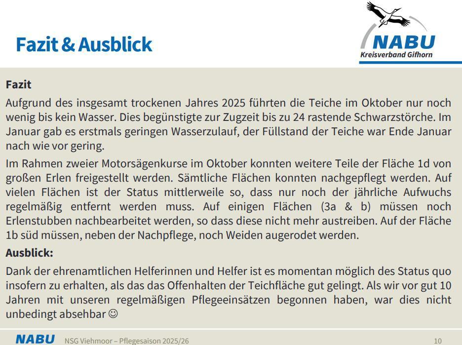 NSG Viehmoor Rückblick Pflegesaison 2025/26 "Fazit und Ausblick".