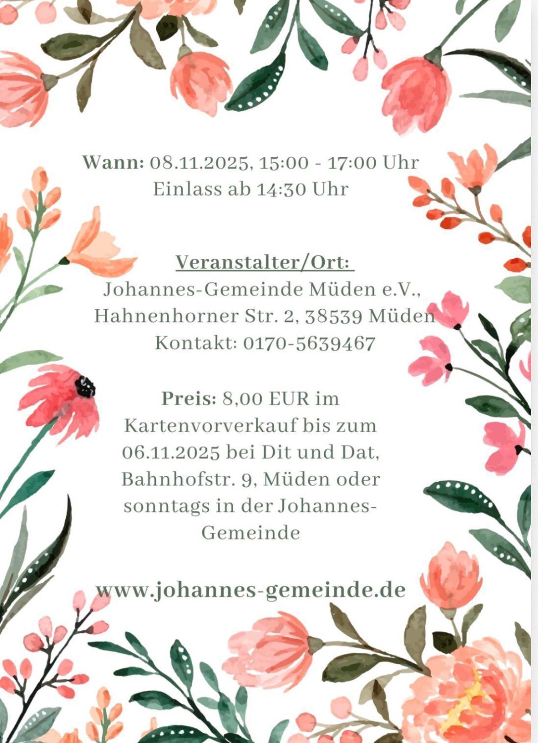 Müden:Frauen-Nachmittag mit Kuchenbüfett und Referat