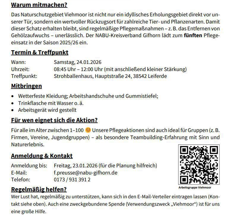 🌳 Einladung zum Viehmoor-Pflegeeinsatz