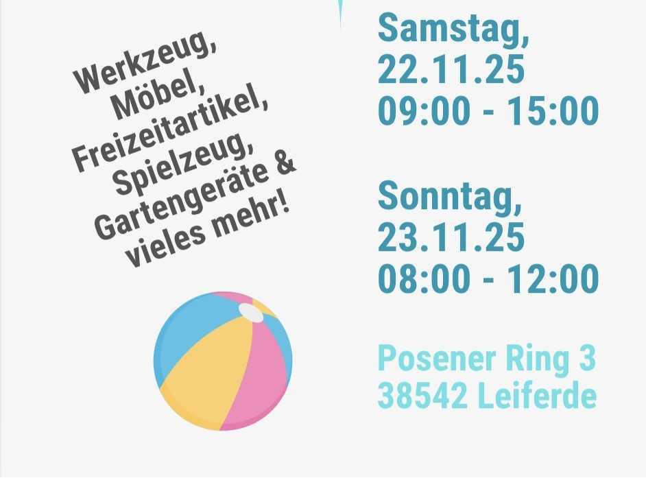Haushaltsflohmarkt in Leiferde am 22. und 23.11.25