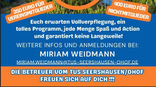 TuS Seershausen/Ohof lädt ein zum Sommer Camp 2026 an der Ostsee