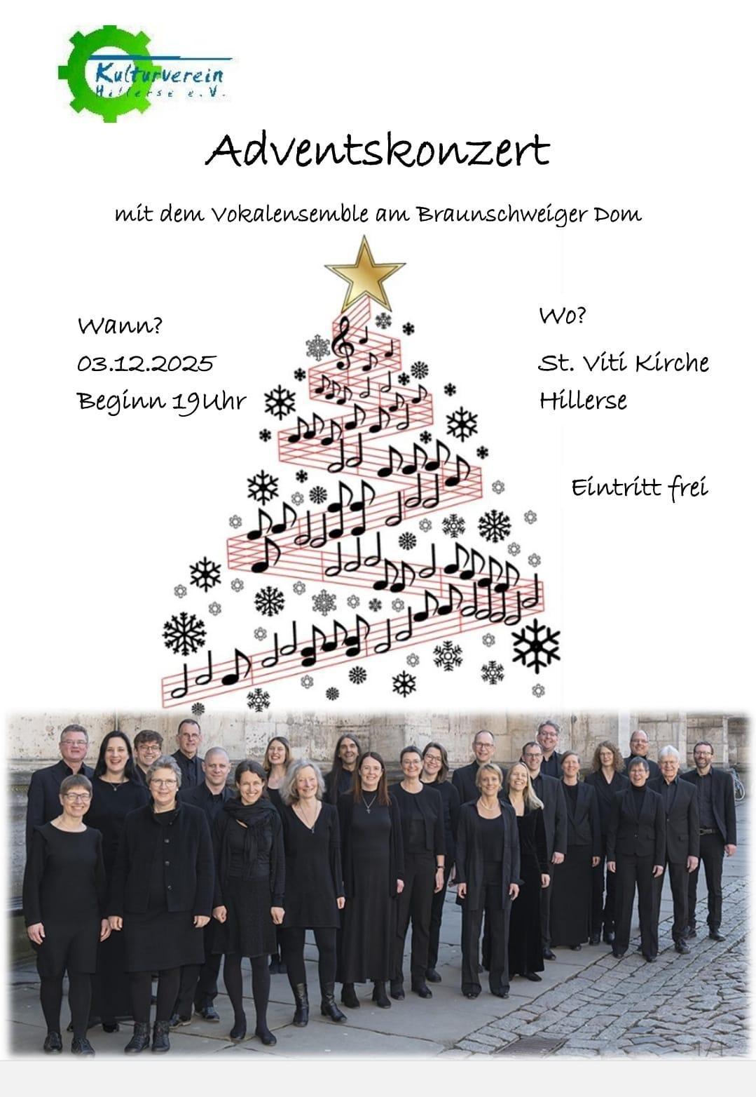 Kulturverein Hillerse lädt zum Adventskonzert am 03.12.25 ein.