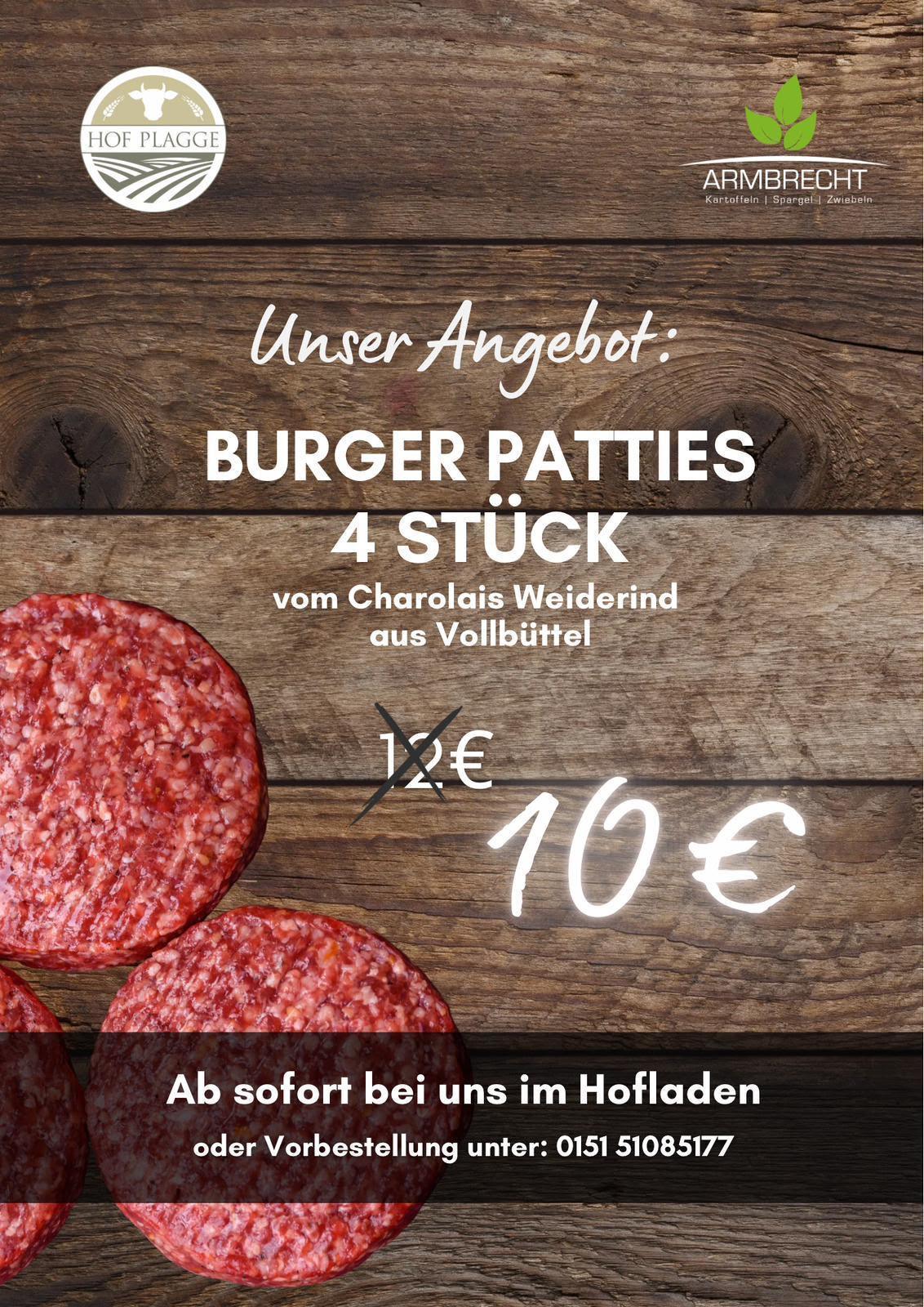 Hof Armbrecht - Unsere Angebote der Woche - Krakauer und Burger Patties vom Charolais-Weiderind. Sowie Öffnungszeiten Hofladen und Post