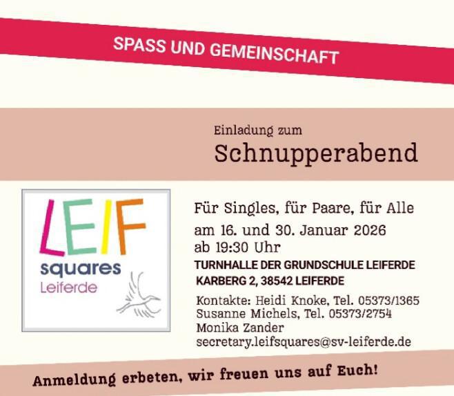 Ankündigung: Neue Square Dance Anfängerkurs "Class" startet im Januar