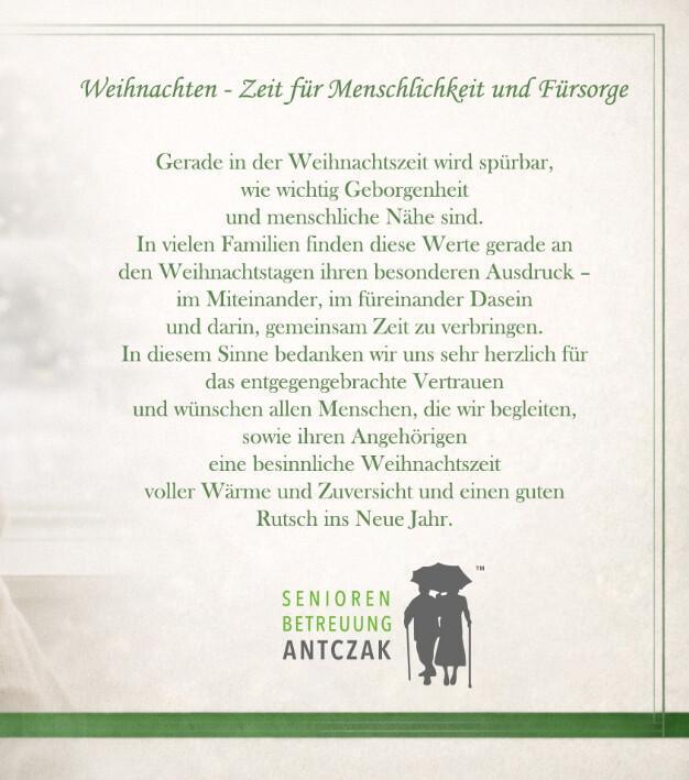 Weihnachten - Zeit für Menschlichkeit und Fürsorge #Seniorenbetreuung Antczak