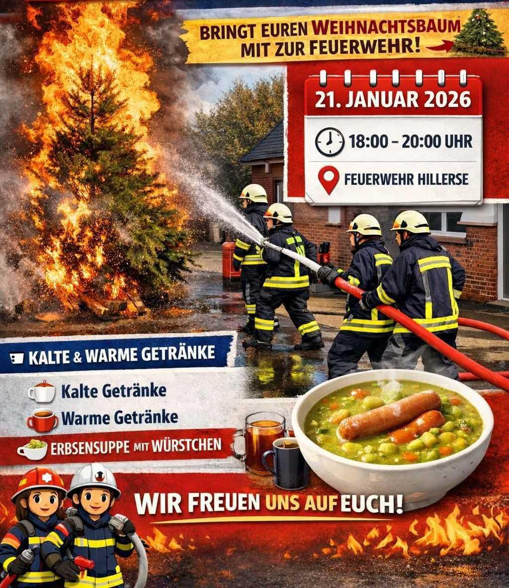 Hillerse: Brandschutzvorführung - Weihnachtsbaum in Flammen
