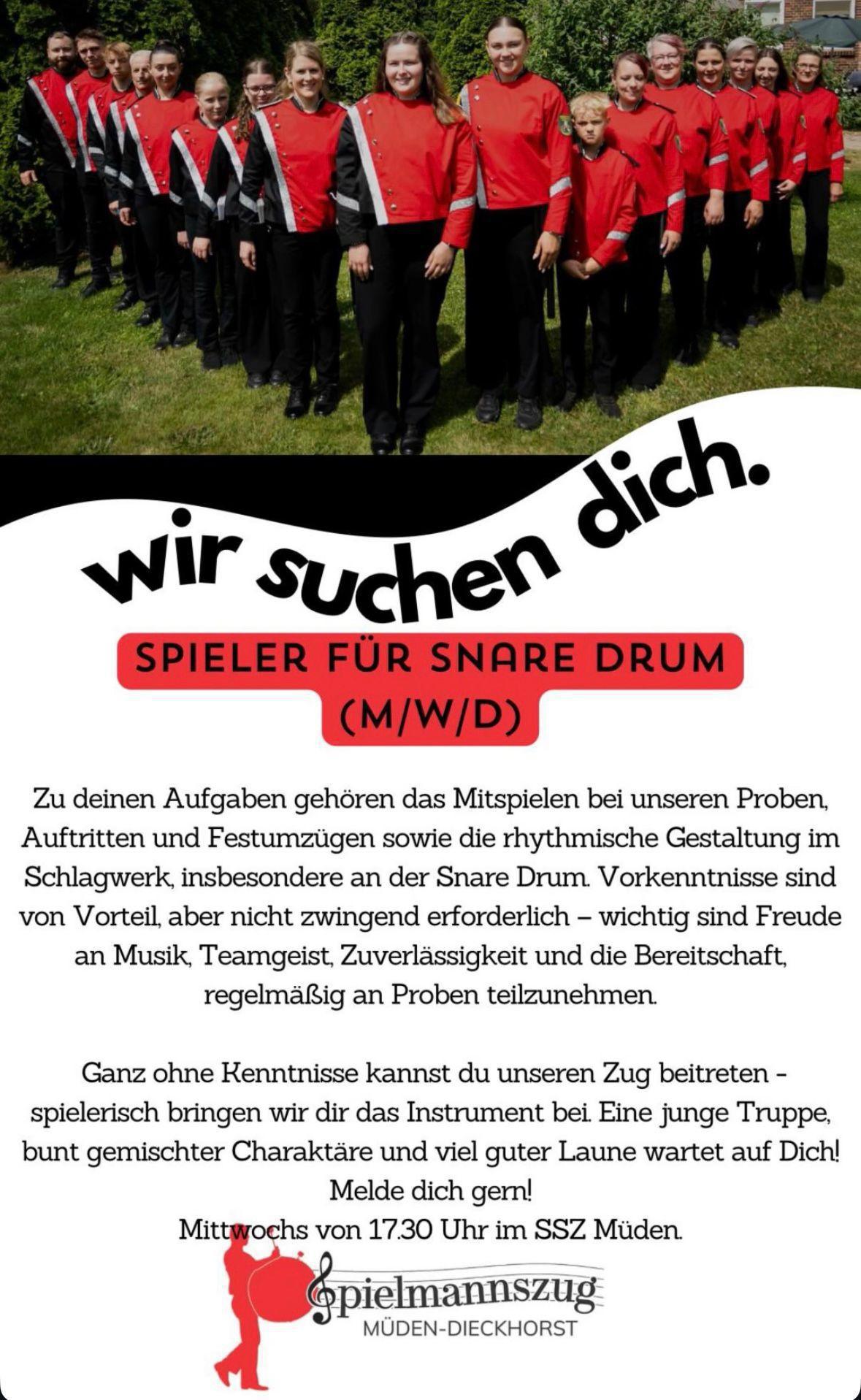 Spielmannszug Müden-Dieckhorst sucht Mitspieler/innen