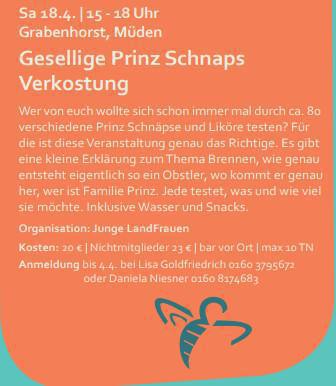 Gesellige Verkostung der Landfrauen Meinersen und Umgebung