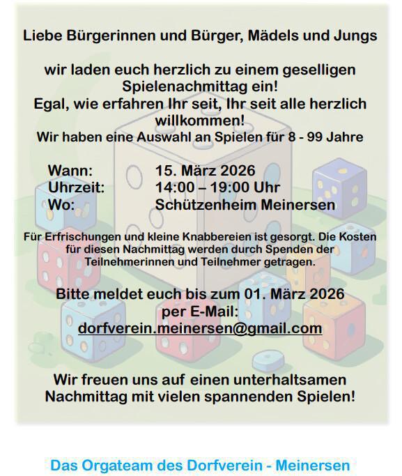 1. Spielenachmittag Dorfverein Meinersen