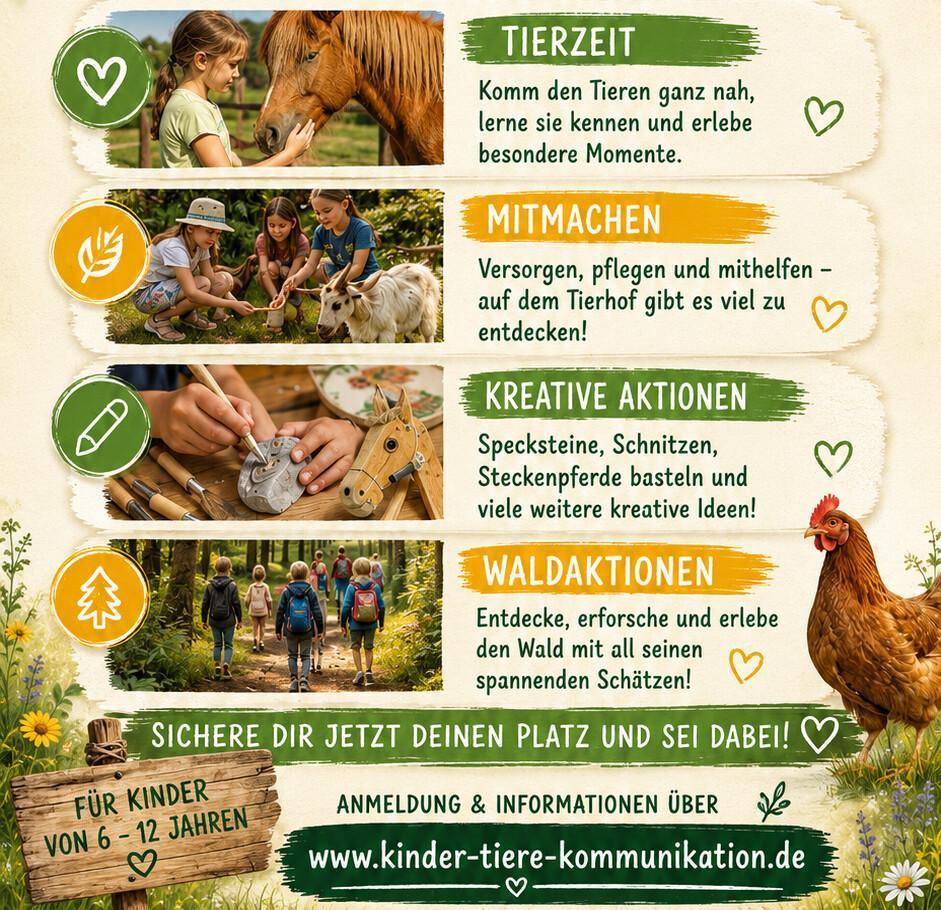Sommerferien Programm des Tierhof Bokelberge - jetzt anmelden