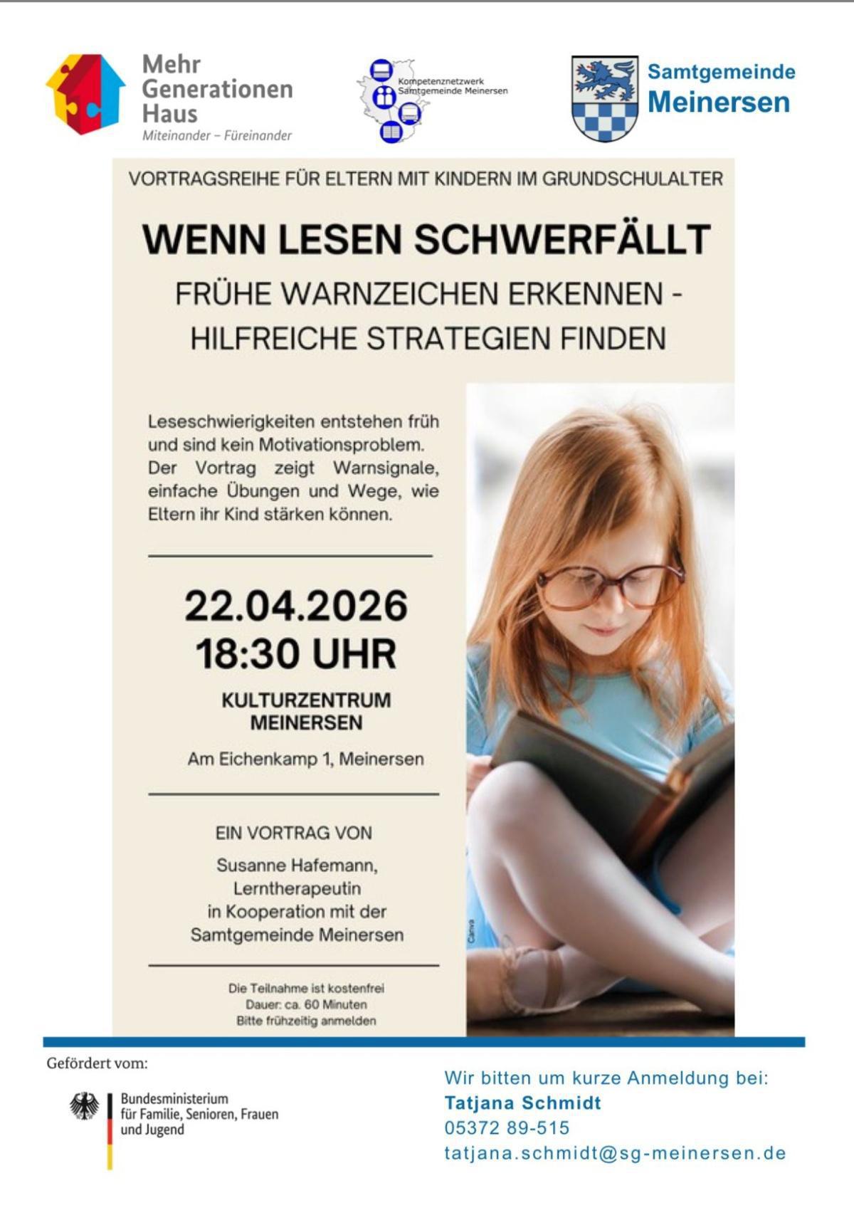 Vortrag : Wenn lesen schwerfällt - Frühe Warnzeichen erkennen