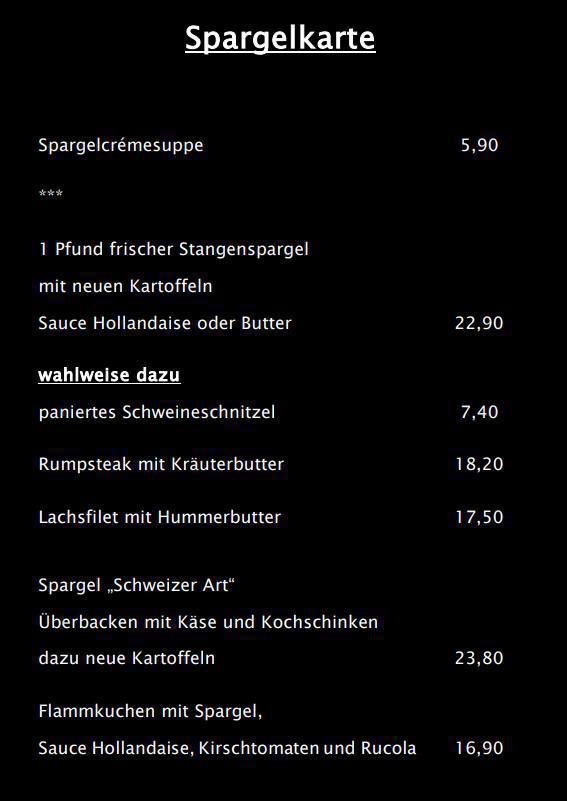 Unsere Spargelkarte "Das Restaurant"