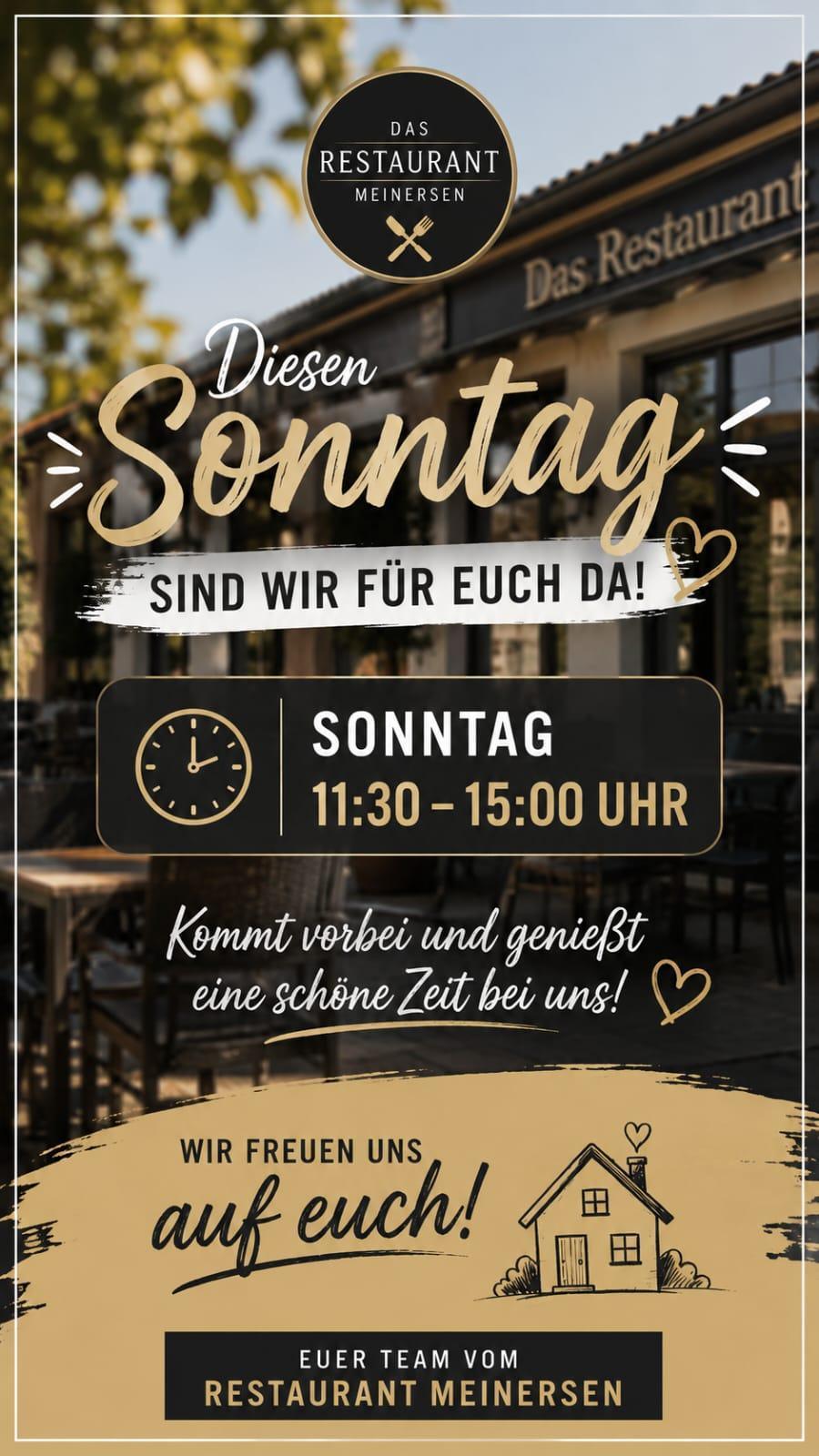 Diesen Sonntag sind wir für euch da! "Das Restaurant" Kommt vorbei und genießt eine schöne Zeit bei uns! Diesen Sonntag sind wir für euch da! "Das Restaurant" Kommt vorbei und genießt eine schöne Zeit bei uns!