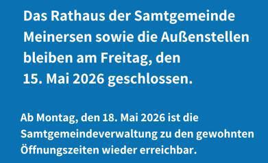 Rathaus am 15.05.26 geschlossen