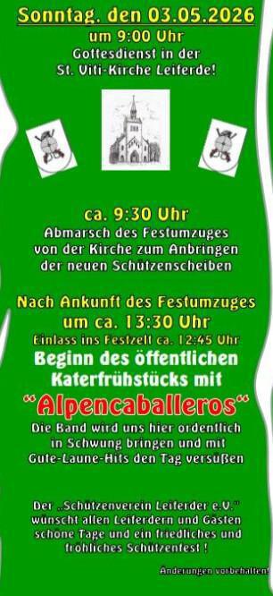 Schützenfest Leiferde vom 01.05.26 - 03.05.26