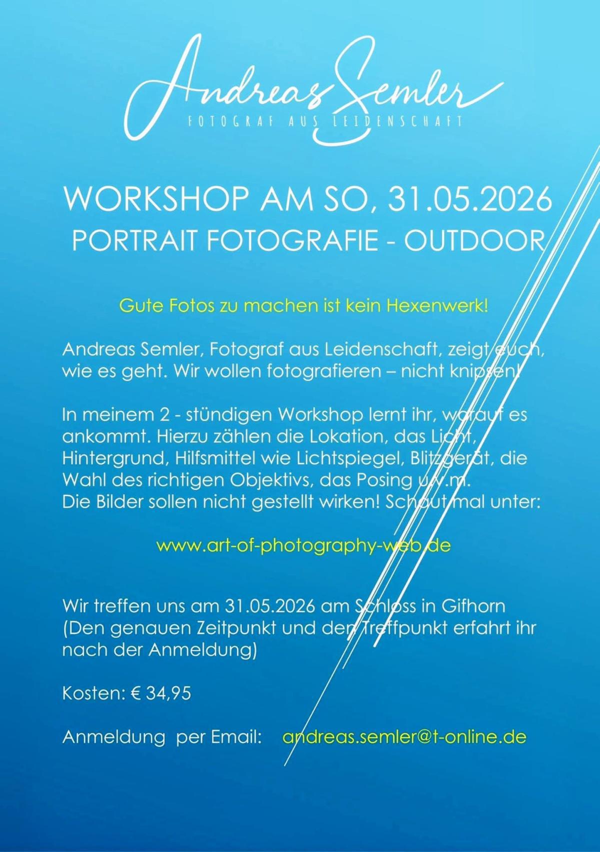 Fotografieren statt knipsen: Outdoor-Portrait-Workshop mit Andreas Semler