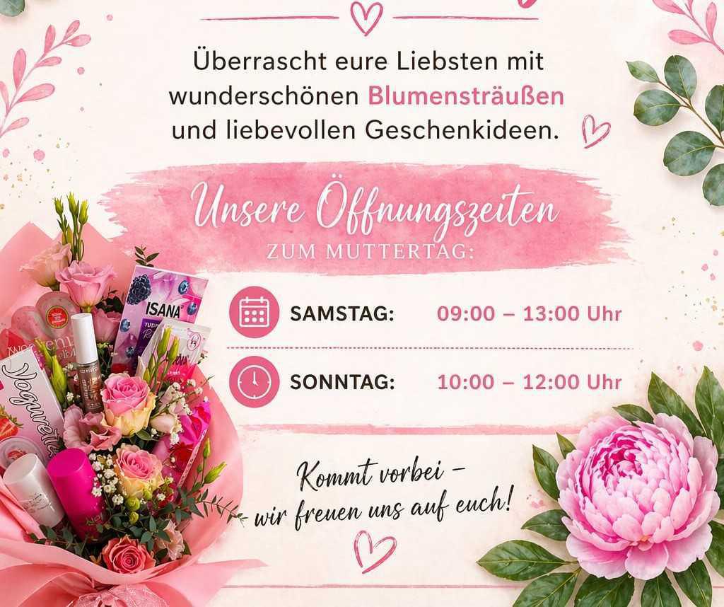Unsere Öffnungszeiten zum Muttertag🌹 Bunte Rose By Olga 🌺