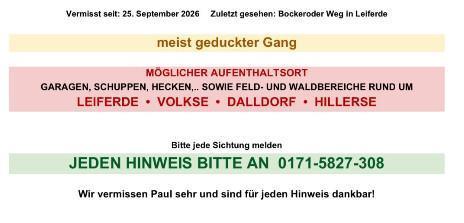 Leiferde: Kater Paul wird vermisst