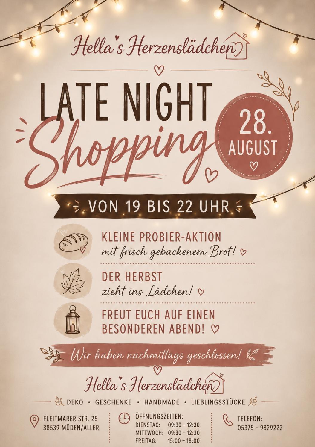 Late Night Shopping bei Hella♥s Herzenslädchen am 28.08.26