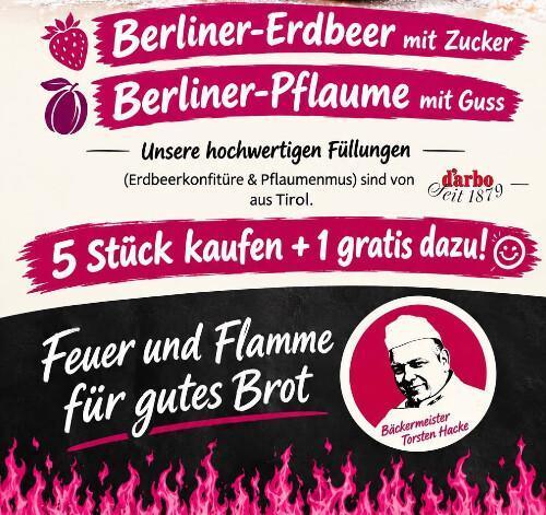 Pfannenfrische Berliner - 5 Stück kaufen + 1 gratis dazu!