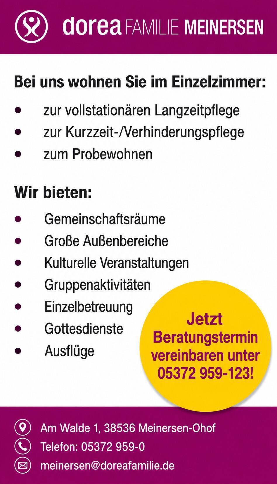 DOREAFAMILIE - Leben, Wohnen, Wohlfühlen! Verbringen Sie Ihren Lebensabend in familiärer Atmosphäre