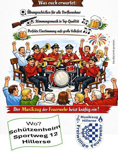 Hillerse: Übungsschießen mit Musik für Alle am 19.06.26