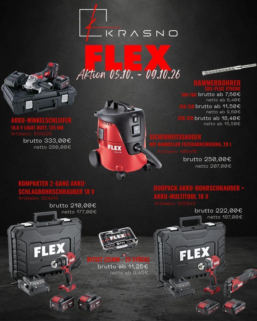🛠️ Mehr Power für deine Projekte! KRASNO startet die FLEX-Aktion: Akku-Bohrschrauber + Multitool im Duopack ! Bis 09.10. – jetzt alle Angebote entdecken!