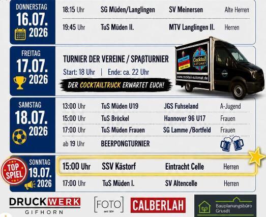 TuS Müden-Dieckhorst: Sportwochenende vom 16.-19. Juli