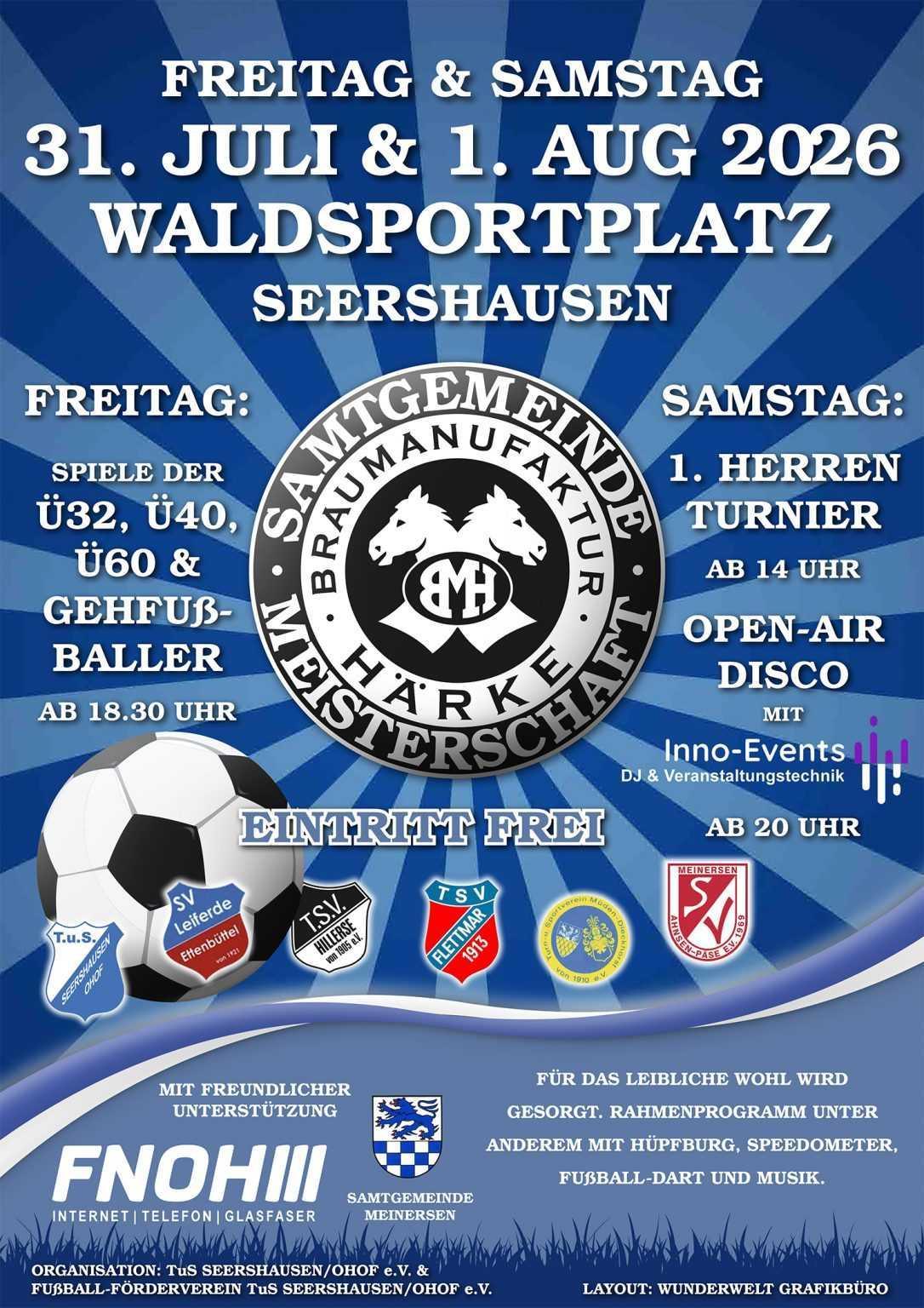 Härke-Samtgemeinde-Meisterschaft (HSGM) am 31.07. und 01.08.26 in Seershausen