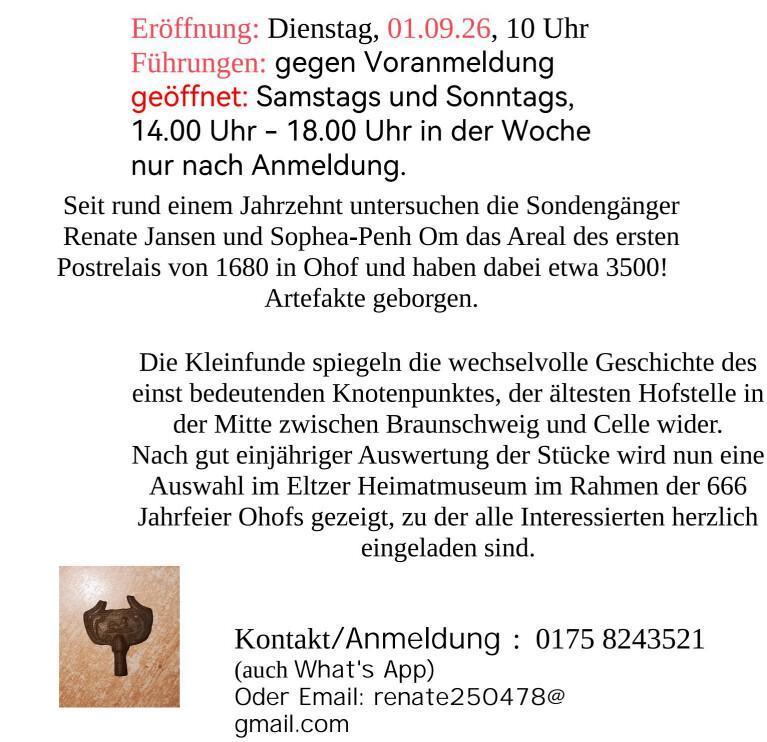 Sonderausstellung " Geschichte aus Scherben - Der alte Ohofer Posthof im Spiegel der archäologischen Funde".