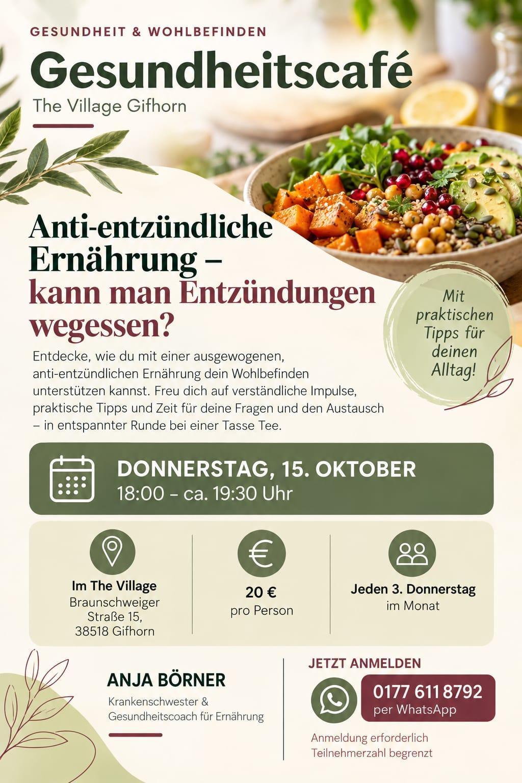 Gesundheitscafé: Antientzündliche Ernährung 🌿Kann man Entzündungen wegessen?