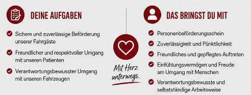 Verstärke unser Team! Wir suchen Fahrer/in (m/w/d) für die Krankenbeförderung in Teilzeit.