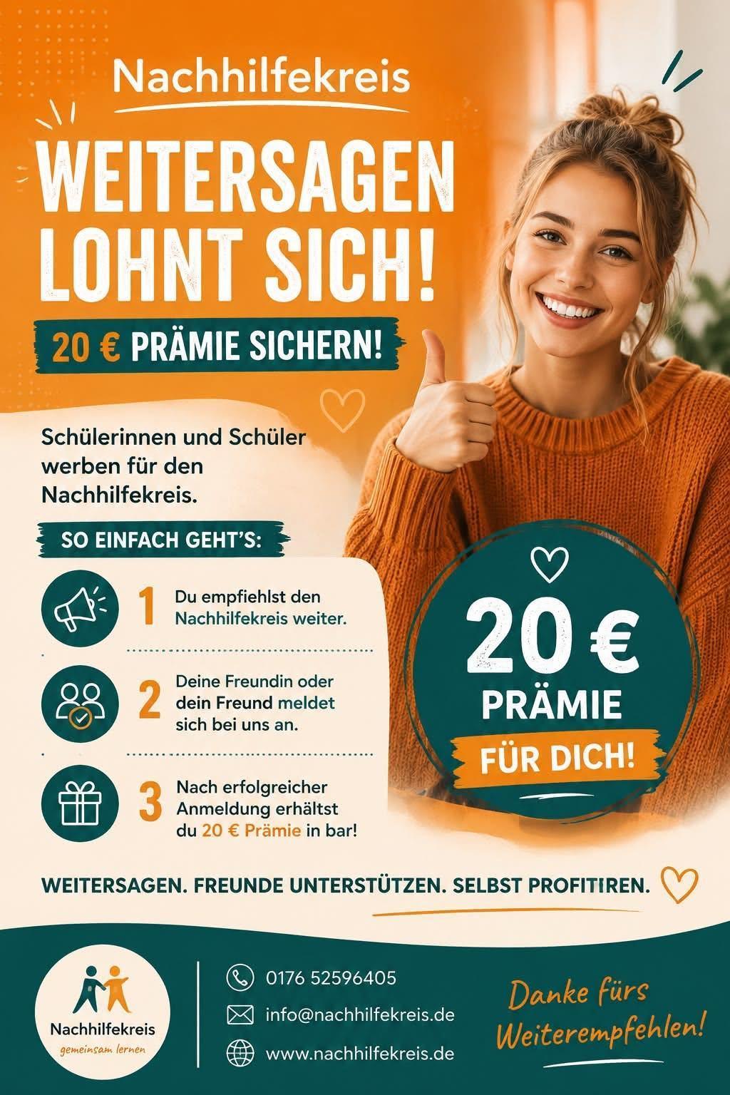 Nachhilfekreis Leiferde - 🎓 Weitersagen lohnt sich! 20 € Prämie sichern!