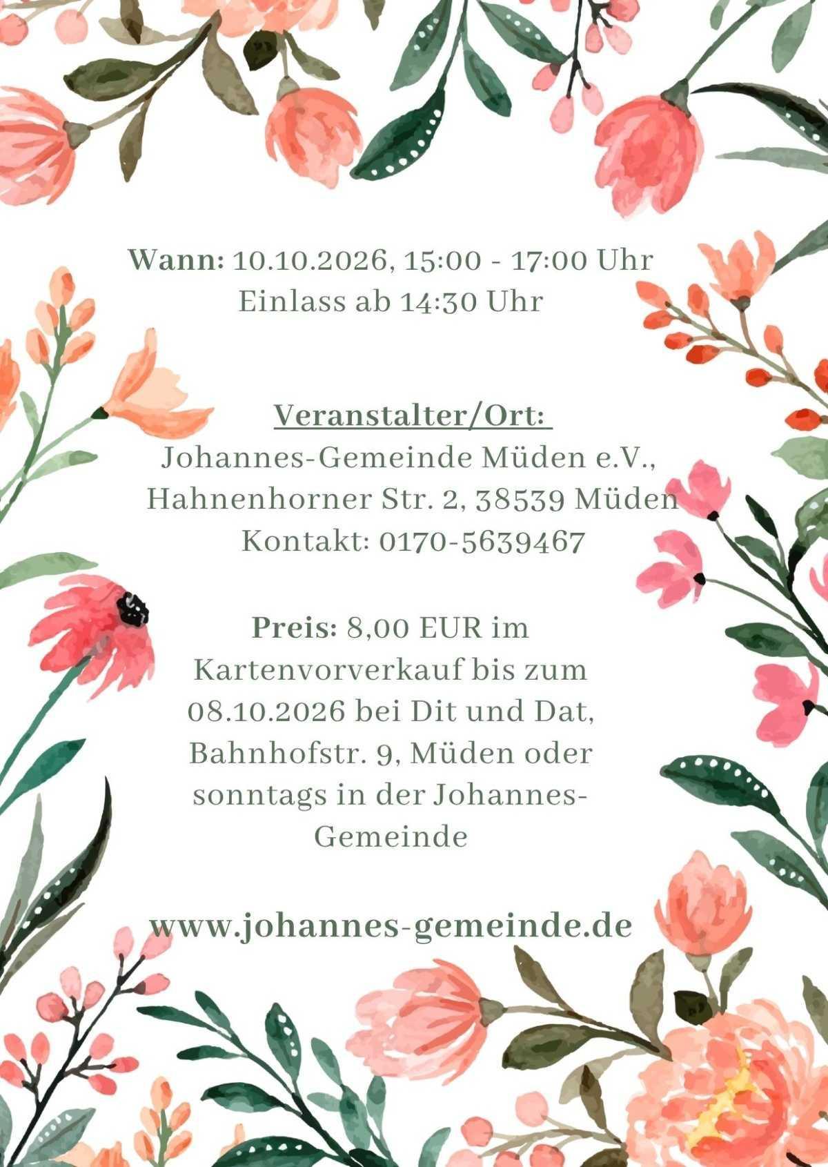 Einladung zum Frauennachmittag mit Kuchenbuffet und Referat