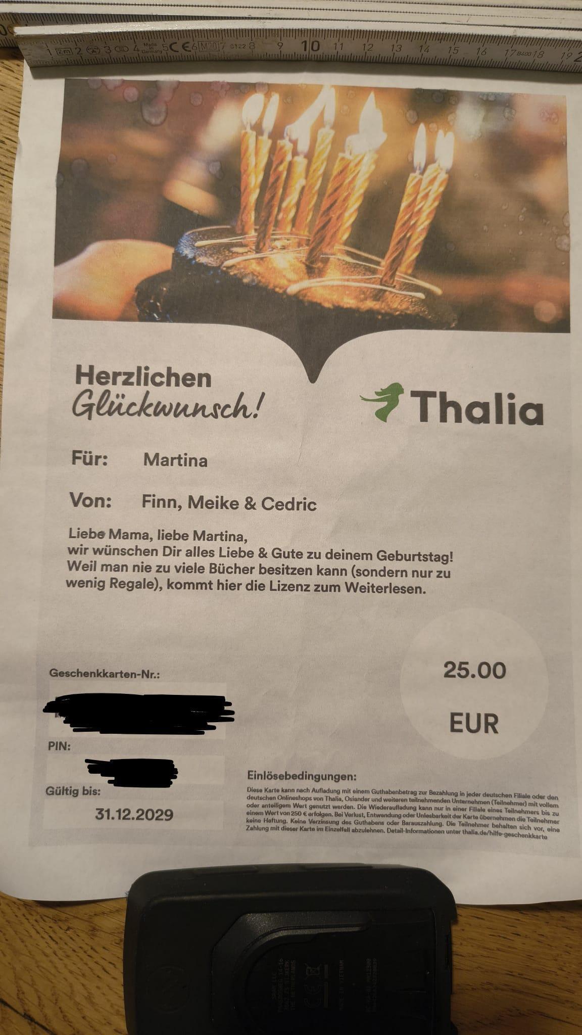 Fundsache Meinersen: Thalia Gutschein
