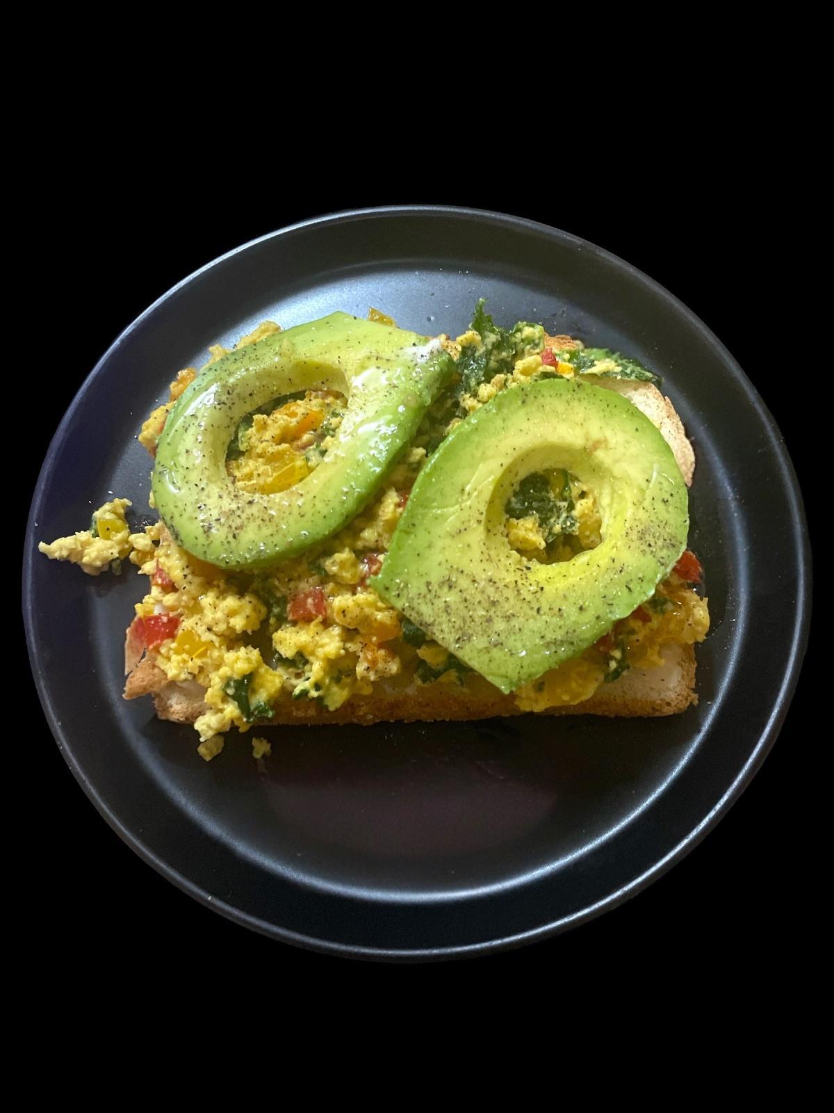 Vegan Garden Scramble on Golden Toasted Focaccia