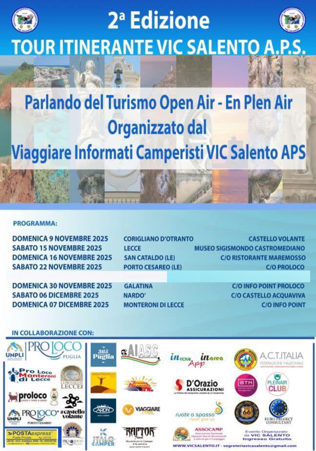Monteroni di Lecce accoglie la tappa finale del Tour Itinerante VIC Salento A.P.S.: il turismo open air diventa rete e futuro