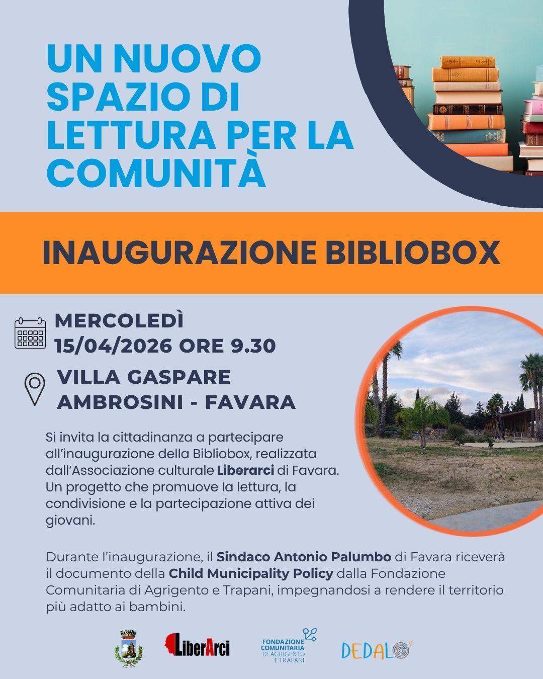 Inaugurazione Ufficiale della Bibliobox (Inizio ore 9.30)