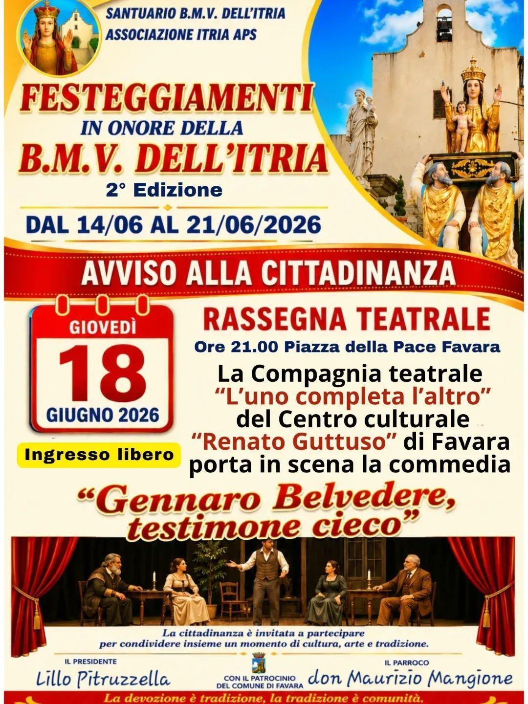 Rassegna Teatrale "Gennaro Belvedere testimone cieco" (inizio ore 21.00)