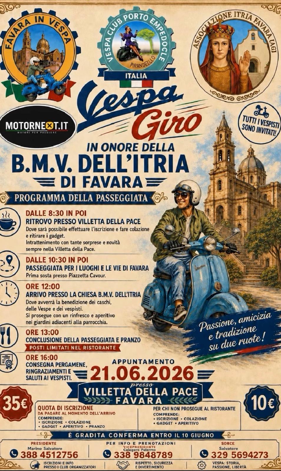 Vespa Giro - in onore della B.M.V. dell'Itria di Favara (ritrovo ore 8.30)