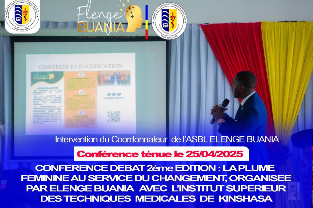 VOICI EN IMAGE CE QU'A ÉTÉ LA CONFÉRENCE-DÉBAT ORGANISÉE PAR LA COORDINATION ESTUDIANTINE DE L'ISTM-KIN EN COLLABORATION AVEC L'ASBL ELENGE BUANIA, AYANT POUR THÈME : LA PLUME FÉMININE AU SERVICE DU CHANGEMENT.