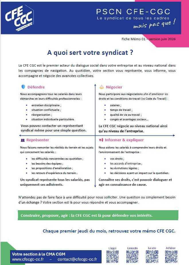 Première fiche Mémo de votre section !