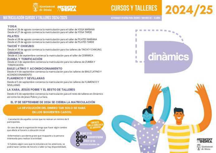 Programción de los cursos de Dinàmics y Llunàtics de Dénia