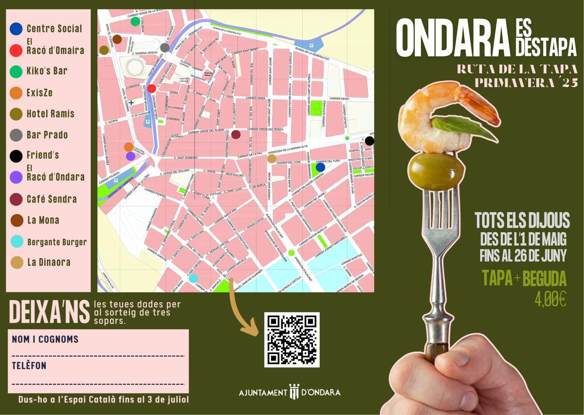 La Ruta de la Tapa “Ondara es destapa" es celebrarà els dijous de maig i juny La Ruta de la Tapa “Ondara es destapa" es celebrarà els dijous de maig i juny