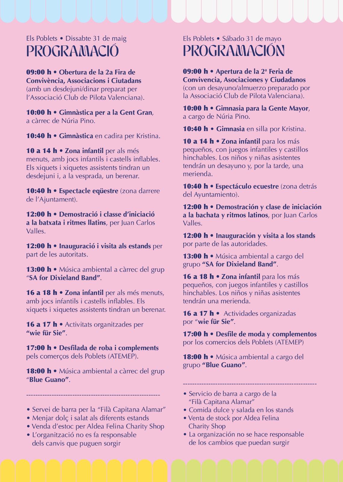 Els Poblets acull la II Fira de Convivència i Associacions amb una jornada plena d’activitats Els Poblets acull la II Fira de Convivència i Associacions amb una jornada plena d’activitats