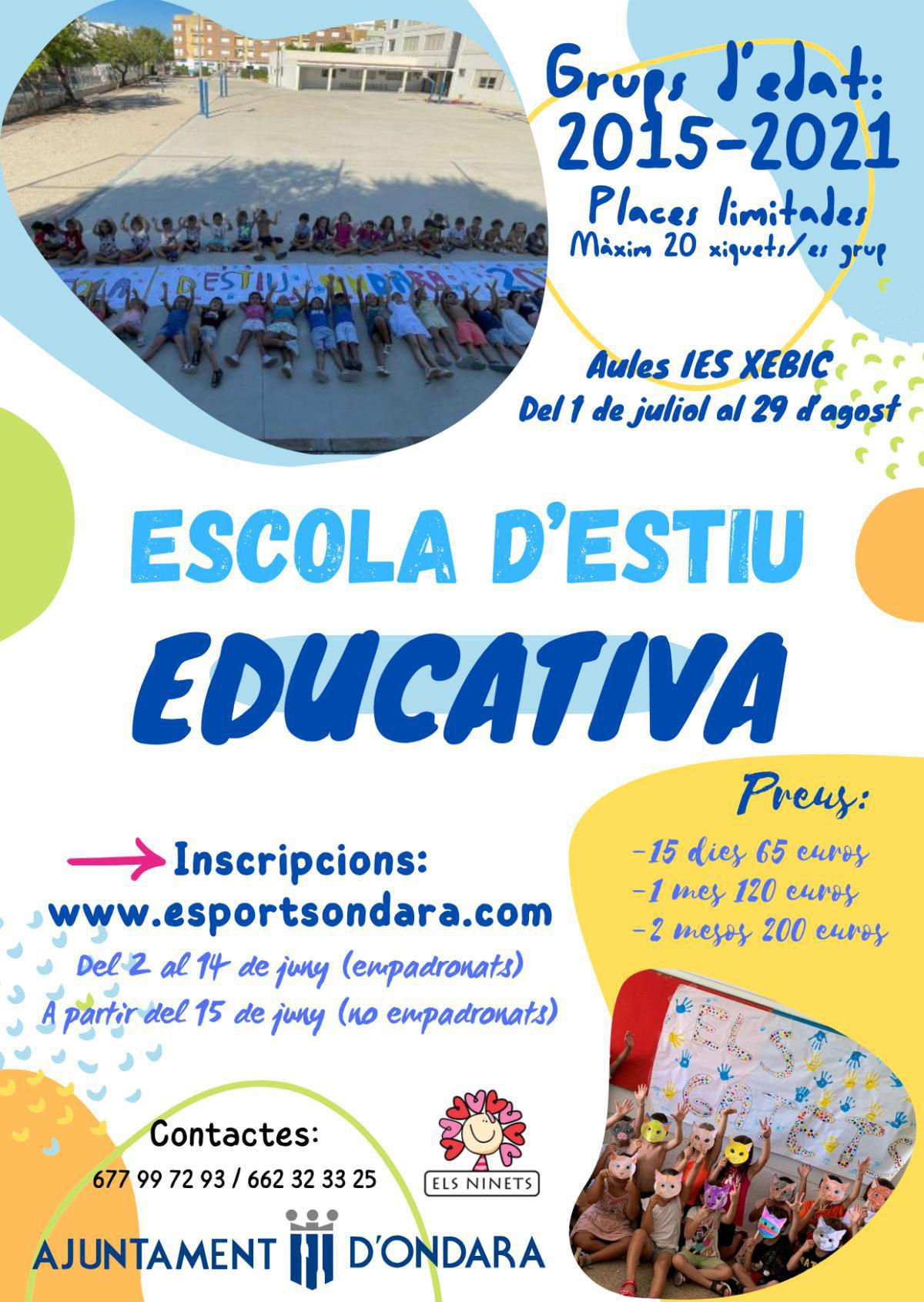 Ondara oferirà un variat ventall d'escoles d'estiu Ondara oferirà un variat ventall d'escoles d'estiu