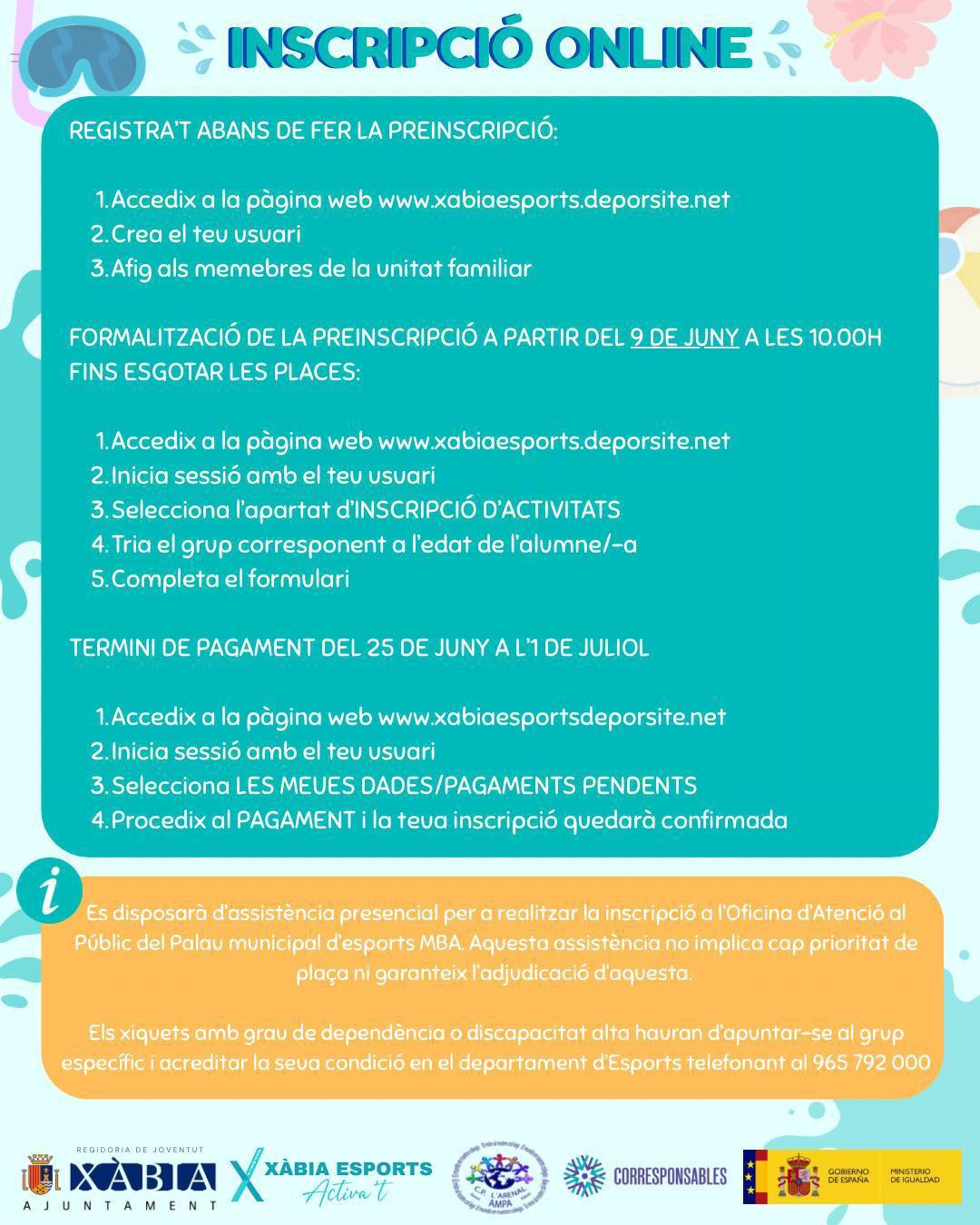 Se abre el periodo de inscripción de la Escola d'Estiu Lúdic-Esportiva de Xàbia