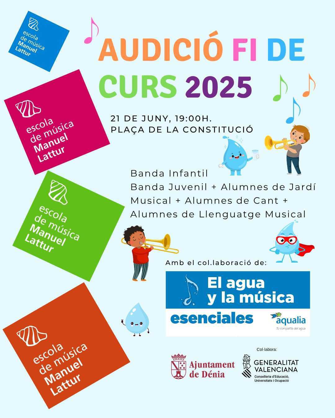 La Escuela de Música Manuel Lattur de Dénia y Aqualia presentan “Aquaventura con la Banda sostenible”, una oda al agua y al planeta