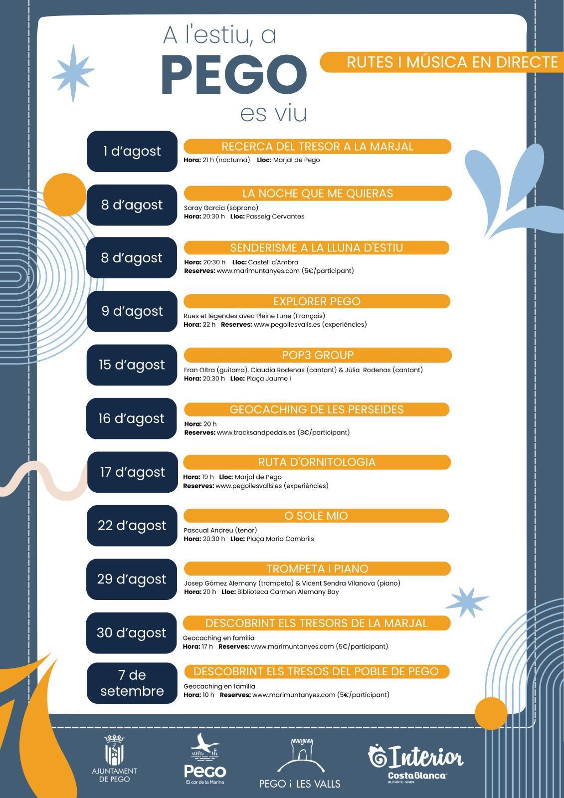 Música y rutas turísticas para el verano de Pego Música y rutas turísticas para el verano de Pego