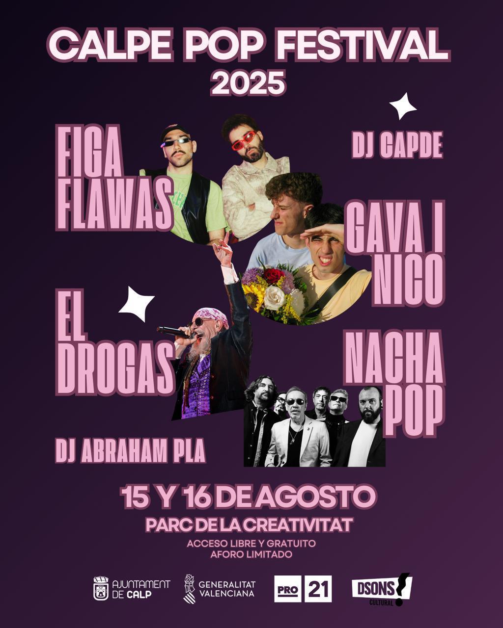 Nacha Pop, El Drogas y Figa Flawas en el cartel de Calpe Pop Festival